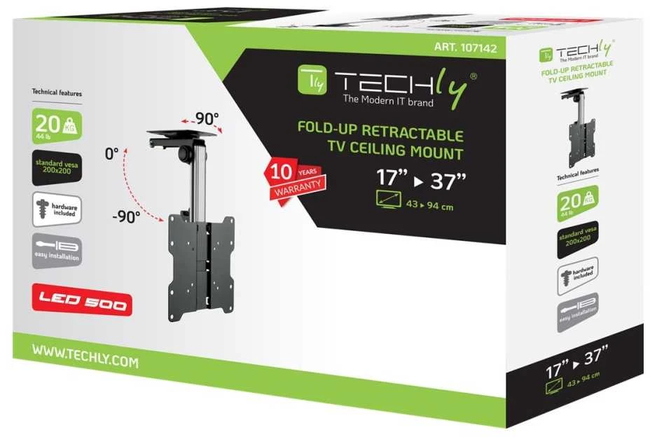 Laikiklis Techly 107142, 17–37 colių, 20 kg, reguliuojamas 265–400 mm, sulankstomas