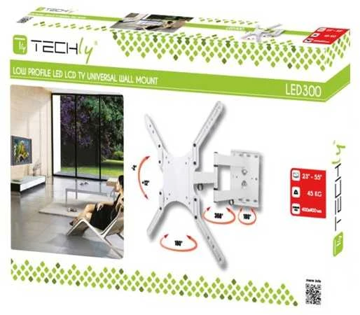 TECHLY 023851 Techly Sieninis laikiklis televizoriui LCD/LED/PDP dviguba rankena 23-55 45 kg VESA baltas