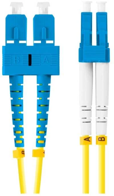 LANBERG šviesolaidinis patchcord SM SC/UPC-LC/UPC dvipusis 2m LSZH g657a1 3.0mm geltonas