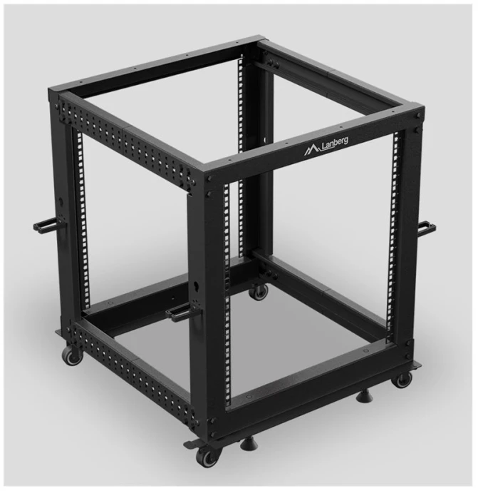 Lanberg Open Rack 12U 600x600-1100 reguliuojamas juoda