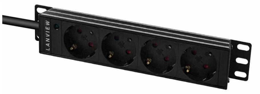 Lanview 10�� 4-way Schuko outlets