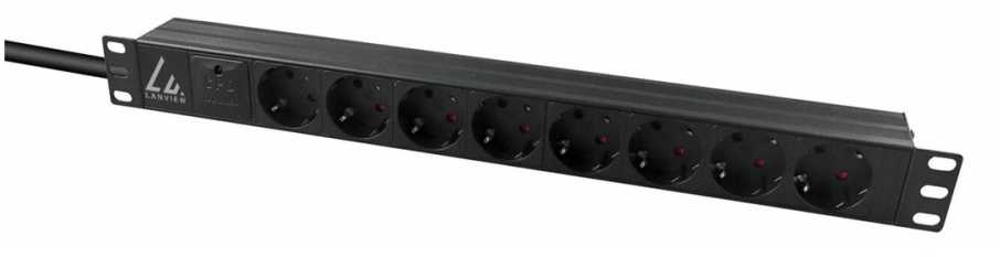 Lanview Lanview LVR-3MSCH-SPD-SCH8 maitinimo skirstytuvas PDU 8 x lizdas jungiama į tinklą 1U Juoda