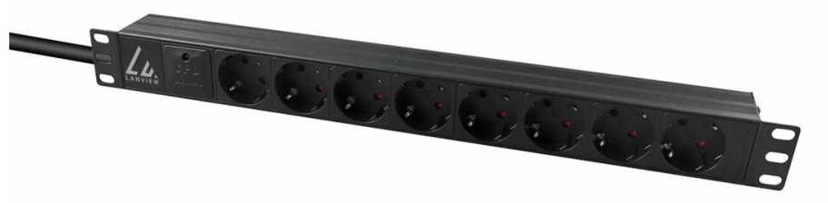 Listwa zasilająca Lanview LVR-2MSCH-SPD-SCH8 PDU 8 gniazd Juodas (W129238343)