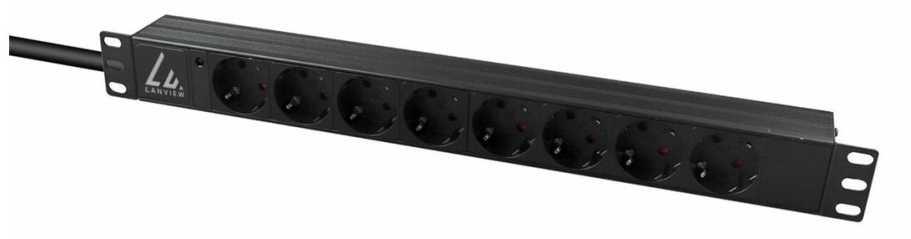 Lanview Rozdzielacz zasilania PDU 8 x gniazdo jungiama į tinklą 1U juoda (LVR-3MSCH-LIC-SCH8)