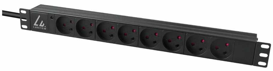 Lanview Lanview LVR-2MDK-LIC-DK8 rozdzielacz zasilania PDU 8 x gniazdo jungiama į tinklą 1U Juodas