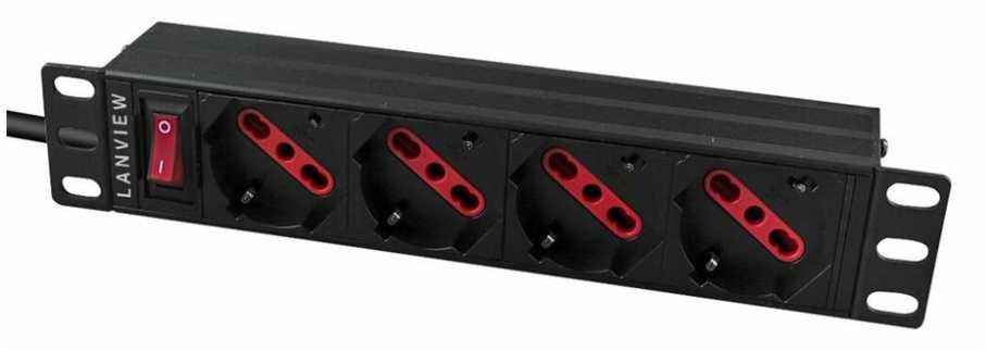 Lanview Rozdzielacz zasilania PDU 1U juoda (LVR-2MIT-SW-IT4)