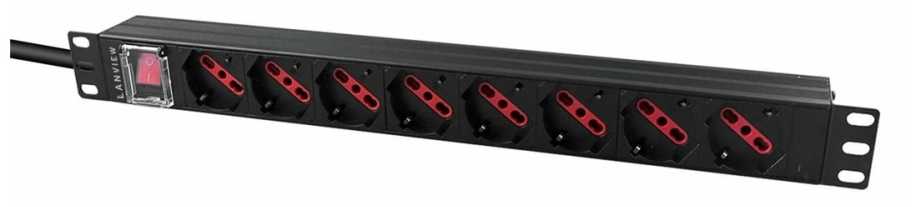 Listwa zasilająca Lanview 8 gniazd 2 m juoda (LVR-2MIT-SW-IT8)