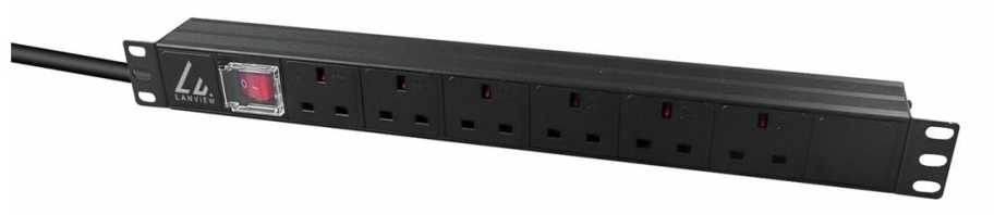 Lanview rozdzielacz zasilania PDU 6 x gniazdo jungiama į tinklą 1.4U Juodas (LVR-3MUK-SW-UK6)