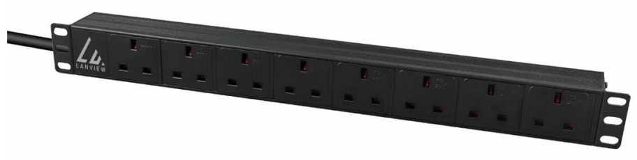 Lanview Lanview LVR-3MUK-SPD-UK8 PDU maitinimo skirstytuvas 8 x tinklo lizdas 1.4U juodas