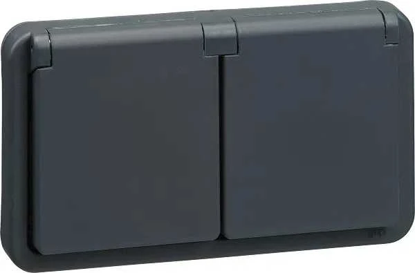 LAURITZ KNUDSEN OPUS® 74 įkišamas kištukinis lizdas, dvigubas horizontalus, 2 polių, su įžeminimu