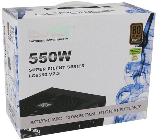 LC-Power LC6550 V2.3, 550 W, 230 V, 50 Hz, 5 A, aktyvus, 145 W