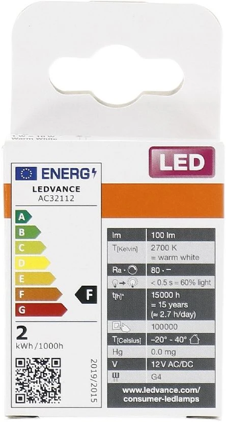 Osram 1W LED lemputė PIN MICRO 10 300°, G4, 2700K