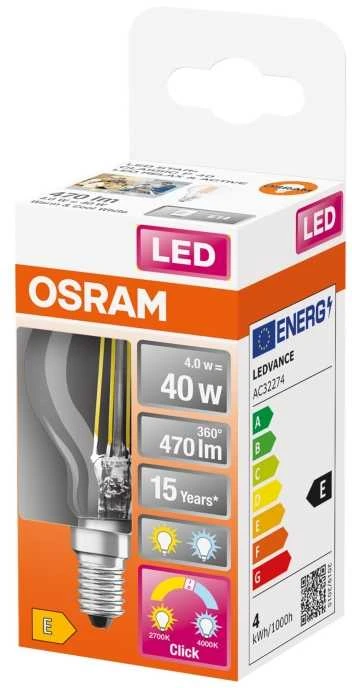 Osram 4W LED lemputė LED RELAX ir ACTIVE CLASSIC P 40, E14, 2700/4000K