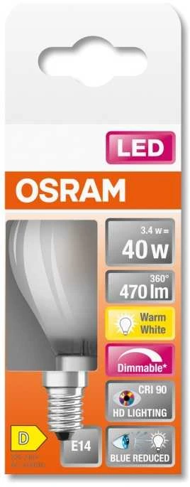 Osram 3,4W LED lemputė LED SUPERSTAR PLUS, E14, baltos matinės sp., 2700K, dimeriuojama