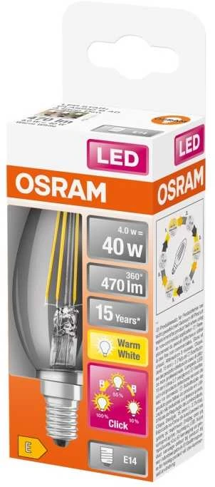 Osram LED lemputė LED TRIJŲ ŽINGSNIŲ DIM CLASSIC B 40 4 W/2700K E14