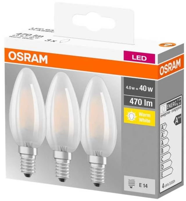 LED lempa Osram B11, 4W, E14, 2700K, 470lm