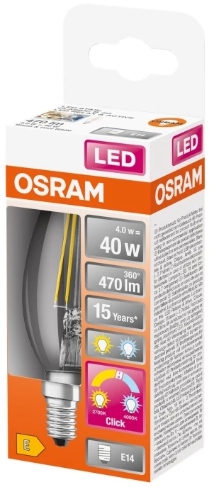 Osram 4W LED lemputė LED RELAX ir ACTIVE CLASSIC B 40 CL, E14, 2700/4000K
