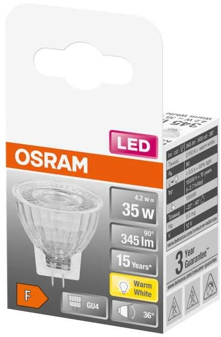 LED lemputė OSRAM, MR11, GU4, 4,2 W, 345 lm, 2700 K