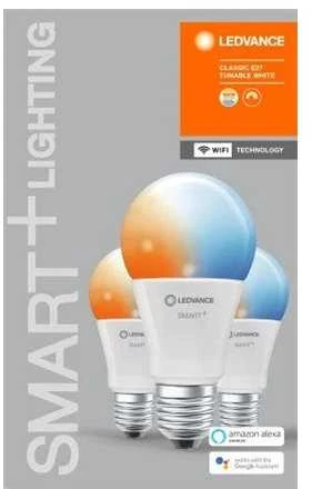 Ledvance SMART+ WiFi Classic Tunable Baltas 60 9W 2700-6500K E27, 3vnt.