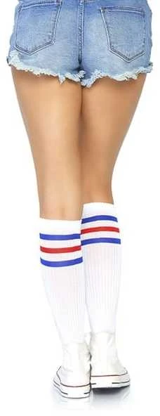 Leg Avenue Europe Baltos sportinės kelių kojinės