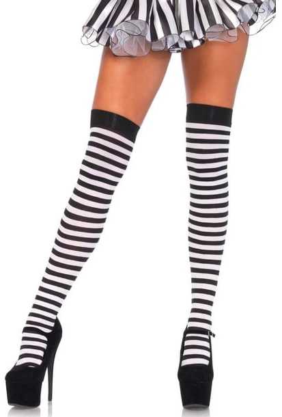 Leg Avenue Europe Juodai baltos dryžuotos kojinės