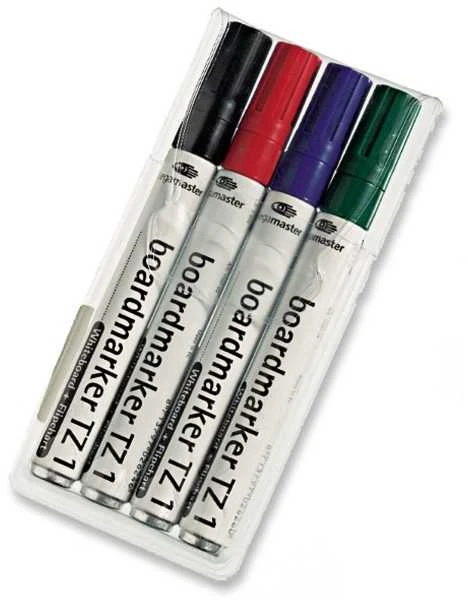 Legamaster TZ 1 lentos žymeklis, įvairūs 4 vnt., 4 vnt., juoda, mėlyna, žalia, raudona, 59,6 g, 75 mm, 145 mm, 18 mm