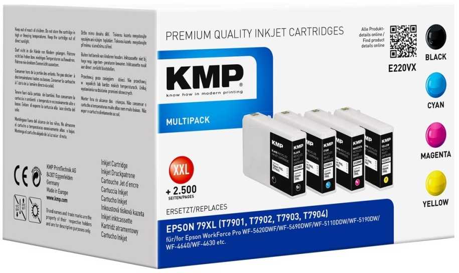 Legrand KMP Printtechnik AG KMP Patrone Epson T7901-T7904 Multip. 2700-3000 S. E220YX restauruotas