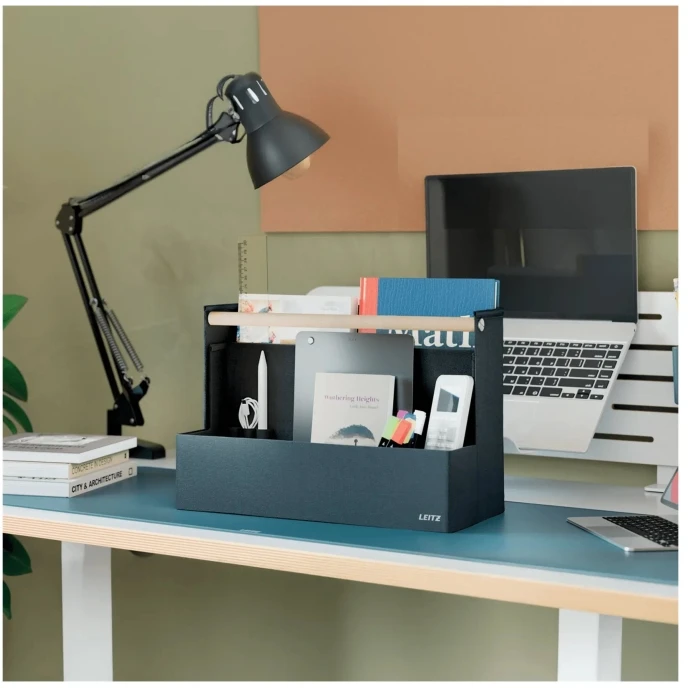 Leitz Fabric Portable Desk Organiser with Handle, Fabric, Dark Pilkas, 8kg, 380 mm, 190 mm, 260 mm (61970089)