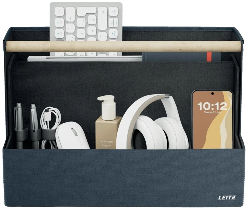 Leitz Fabric Portable Desk Organiser with Handle, Fabric, Dark Pilkas, 8kg, 380 mm, 190 mm, 260 mm (61970089)