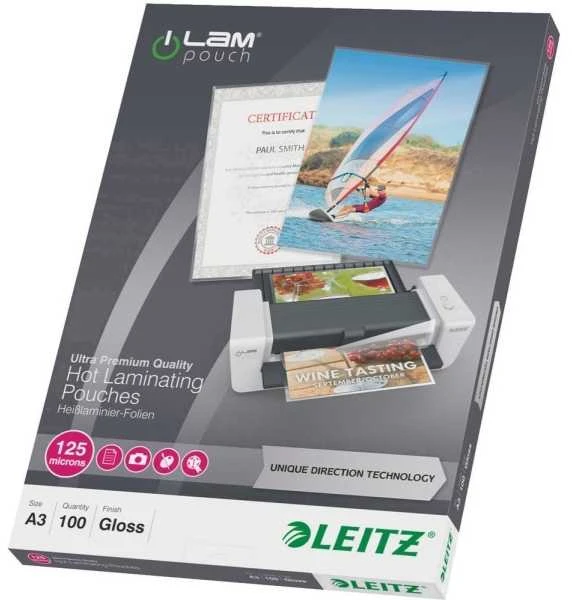 LEITZ laminavimo plėvelė A 3UDT 100 vnt 125mic