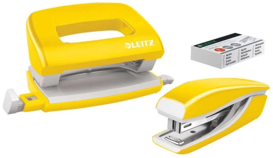 Leitz Mini segiklio ir skylučių komplektas WOW, geltona
