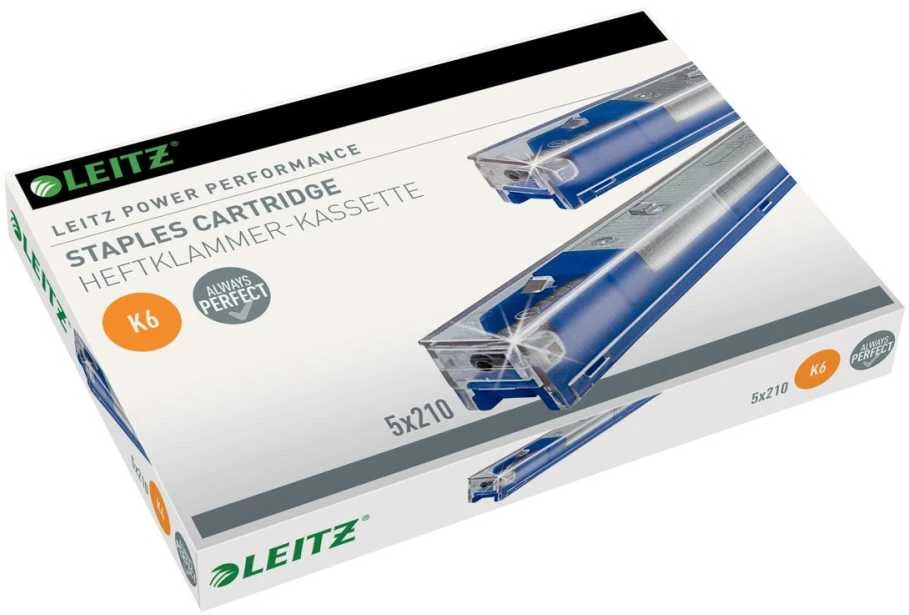 Esselte Leitz Power Performance K6 kasetė - Sąsagėlių pakuotė - 6 mm - 210 sąsagėlių - 26/6 - Mėlyna - 25 lapai
