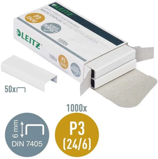 Sąsagėlės Nr.24/6 1000vnt. LEITZ P3, baltos