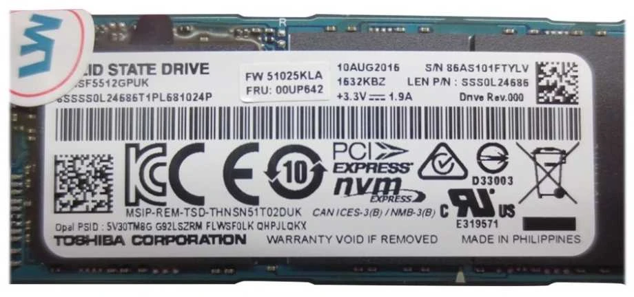 Lenovo 512 Gb SMD M.2 2280 PCIE3x4