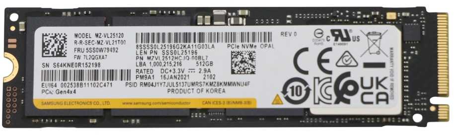 Dysk SSD Lenovo 5SS0W79492 512GB M.2 2280 PCIe NVMe