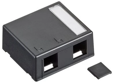 Leviton Brand Rex Biuro dėžutė su 2 prievadais, skirta 2 x Keystone jungtims, juoda