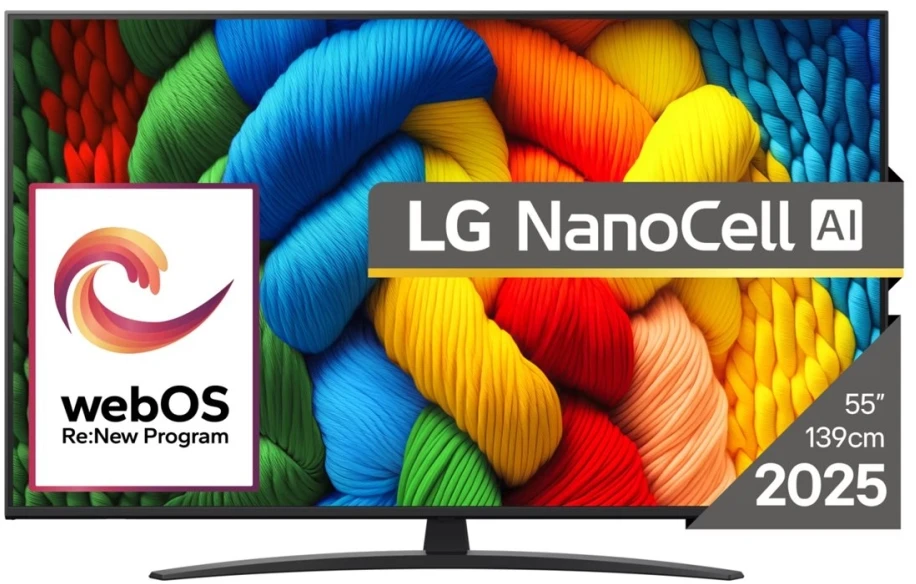 55 colių LG NanoCell AI 4K išmanusis TV NANO81 2025, 55NANO81A3A