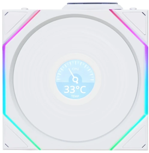 Lian Li UNI FAN TL LCD Wireless korpuso ventiliatorius, ARGB, PWM – Reverse Blade, 140 mm, baltos spalvos