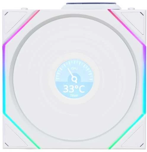 Lian Li UNI FAN TL LCD Wireless korpuso ventiliatorius, ARGB, PWM – Reverse Blade, 140mm, baltos spalvos