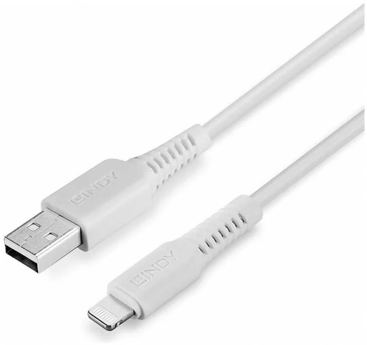 USB Kabelis - LINDY USB Type A į Lightning Laidas, M/M, 480Mbps, 0.5 m, Baltas