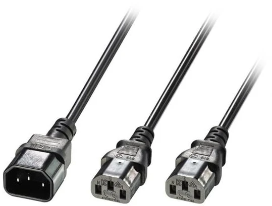 Lindy Ilgiklis - C14 į 2x C13 1m 10A/250V Varis PVC