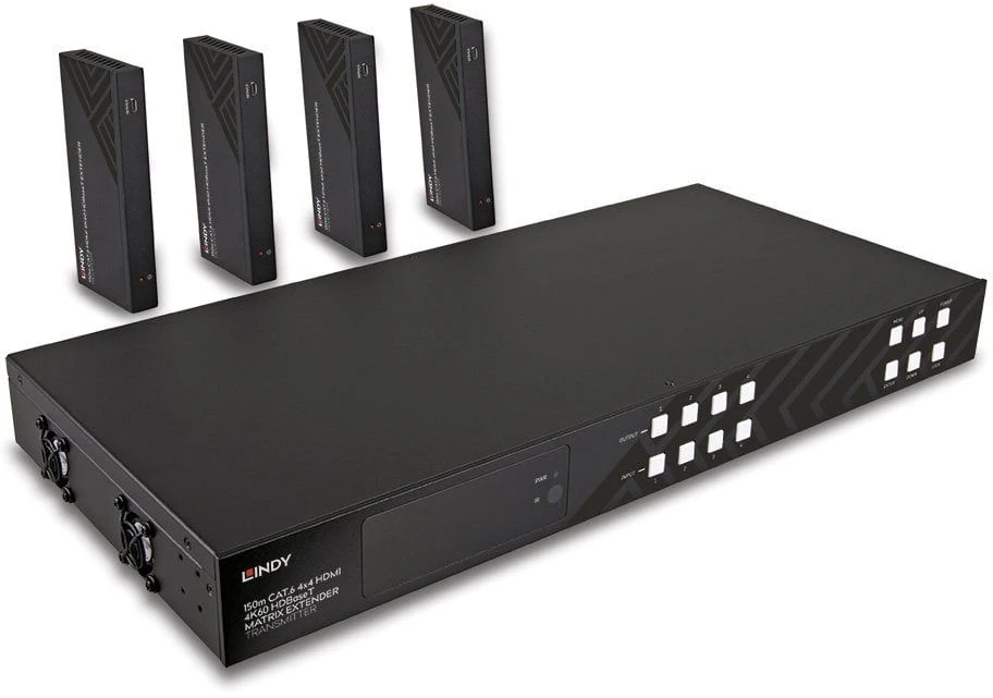 AV Ilgintuvas - LINDY Cat.6 HDMI 4K60 HDBaseT Matrix su 4 Imtuvais 150 m