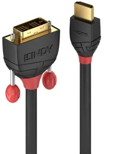 HDMI Laidas - LINDY Juodas Line HDMI į DVI-D Laidą, 1920x1200, 60Hz, 1 m, Juodas