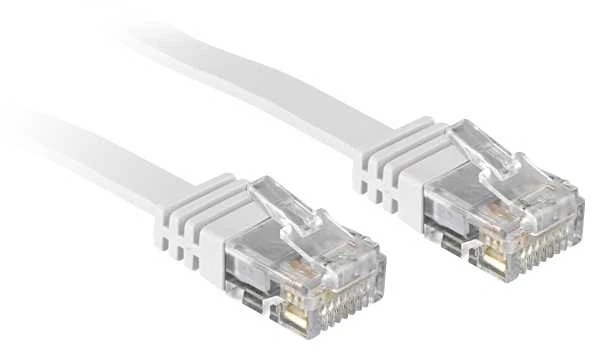Tinklo Kabelis - LINDY Cat.6 U/UTP Plokščias Tinklo Kabelis, RJ45, 250MHz, 32AWG, M/M, 3 m, Baltas