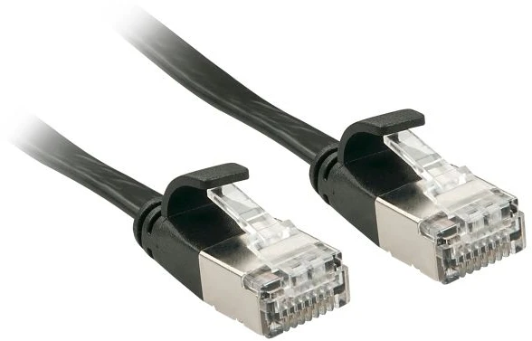 Tinklo Kabelis - LINDY Cat.6A U/FTP Plokščias Tinklo Kabelis, RJ45, M/M, 500MHz, 32AWG, 2 m, Juodas