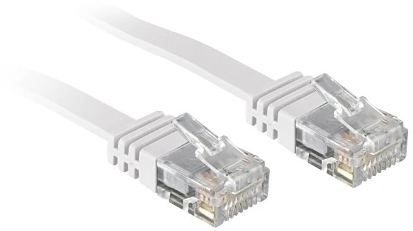 Tinklo Kabelis - LINDY Cat.6 U/UTP Plokščias Tinklo Kabelis, RJ45, M/M, 250MHz, 32AWG, 5 m, Baltas