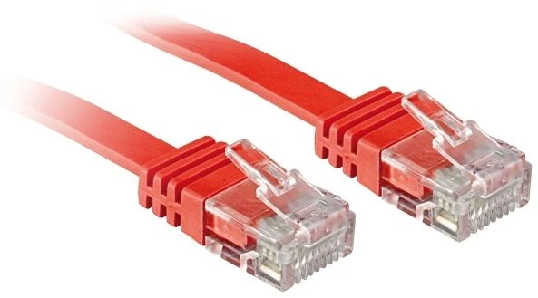 Tinklo Kabelis - LINDY Cat.6 U/UTP Plokščias Tinklo Kabelis, RJ45, M/M, 250MHz, 32AWG, 3 m, Raudonas