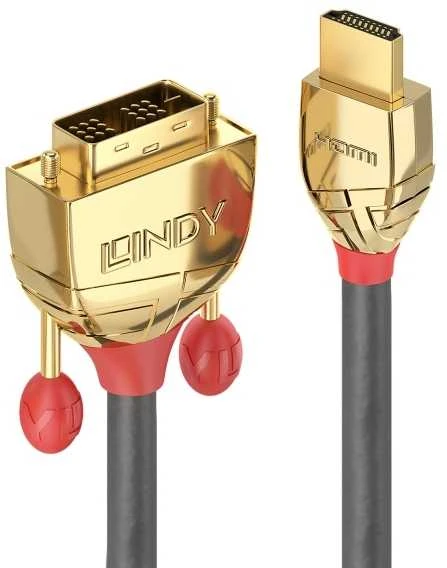 HDMI Laidas - LINDY Gold Line HDMI į DVI-D Laidas, 5 m, Pilkas