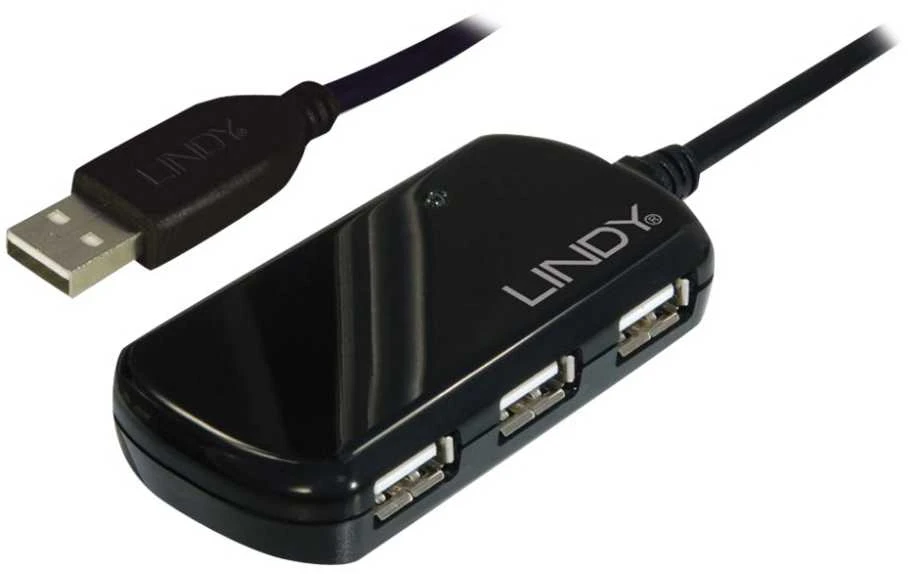 Lindy USB 2.0 šakotuvas su 4-ių jungčių korpusu ir laidu