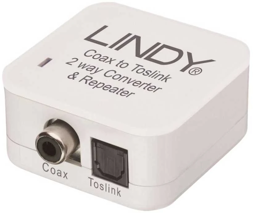 Garso Konverteris - LINDY TosLink (Optinis) ir Koaksialinis Dvikryptis Konverteris, 192kHz, Baltas
